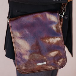 Leather shoulder bag MESSENGER