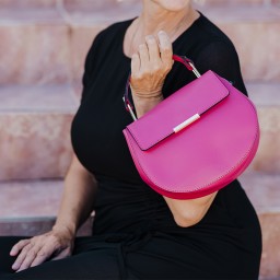 Leather Handbag Pink LUNA